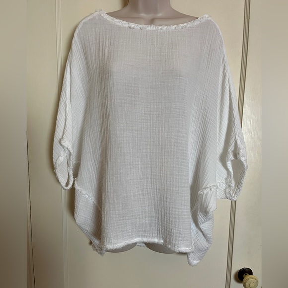 Michael Stars White Soft Gauze Unstructured “Tube Sleeve” Blouse - Picture 3 of 11